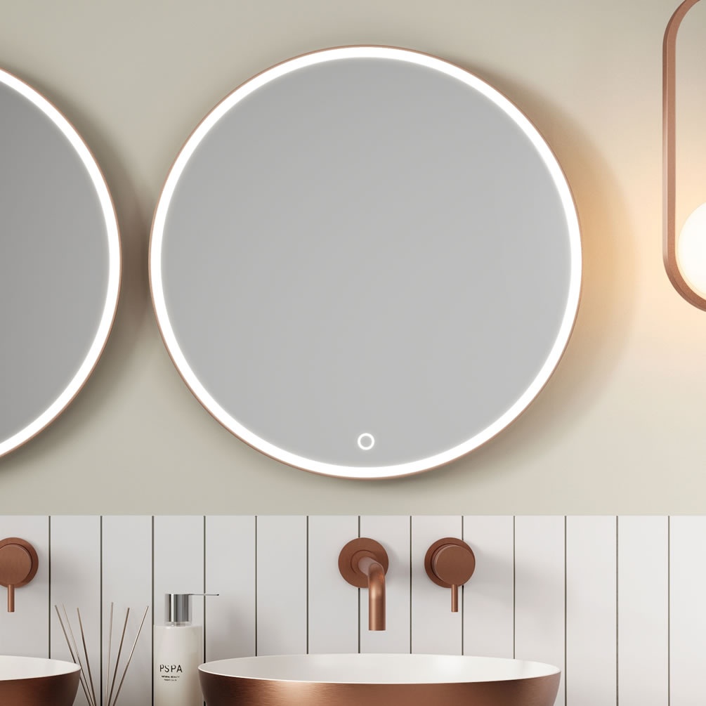 Lifestyle image of Crosswater Infinity 500mm Brushed Bronze LED Mirror